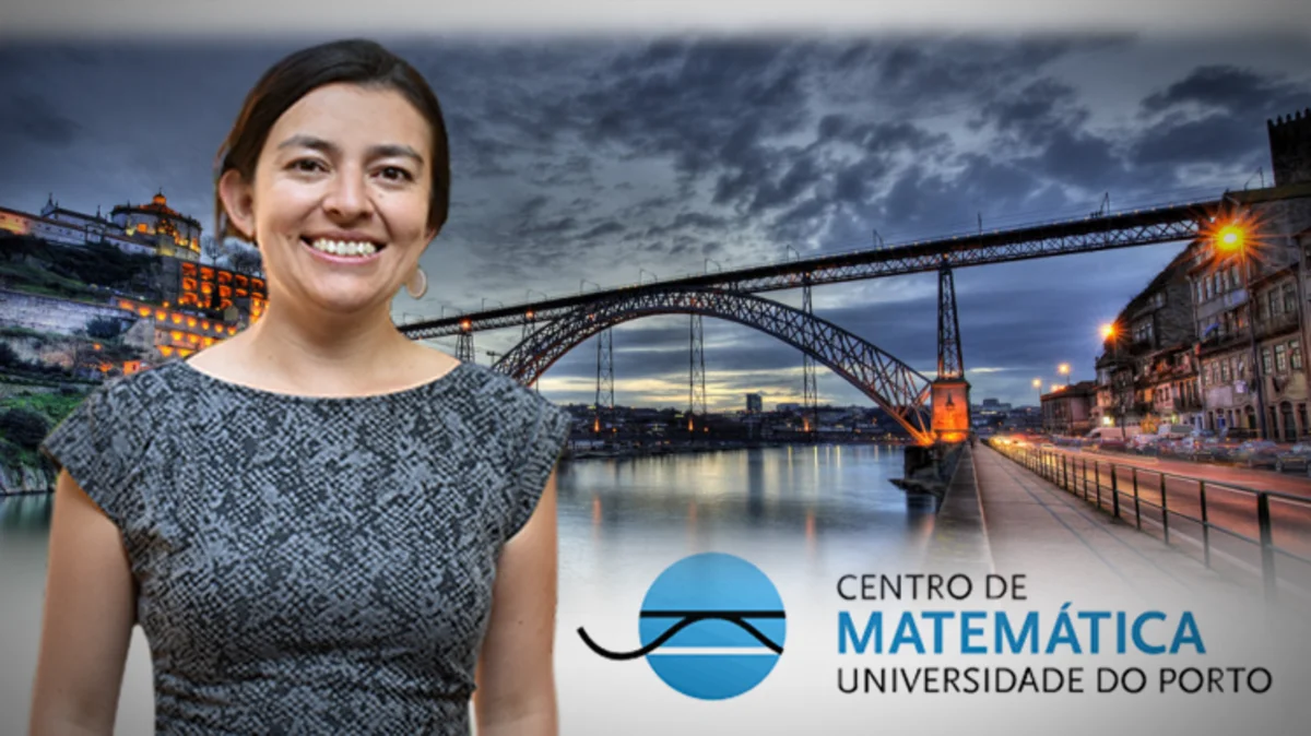 Eliana Duarte and Centro de Matemática logo with Porto, Portugal in the background