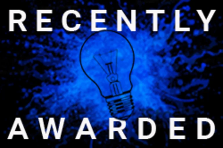 A light bulb on a blue background, next to the text "Recently awarded"