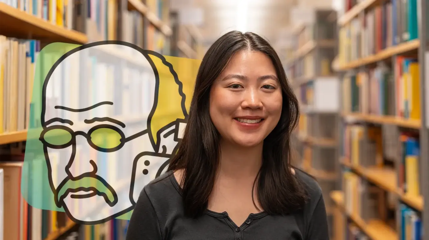Portrait of Teresa Yu and the Math Planck People Logo