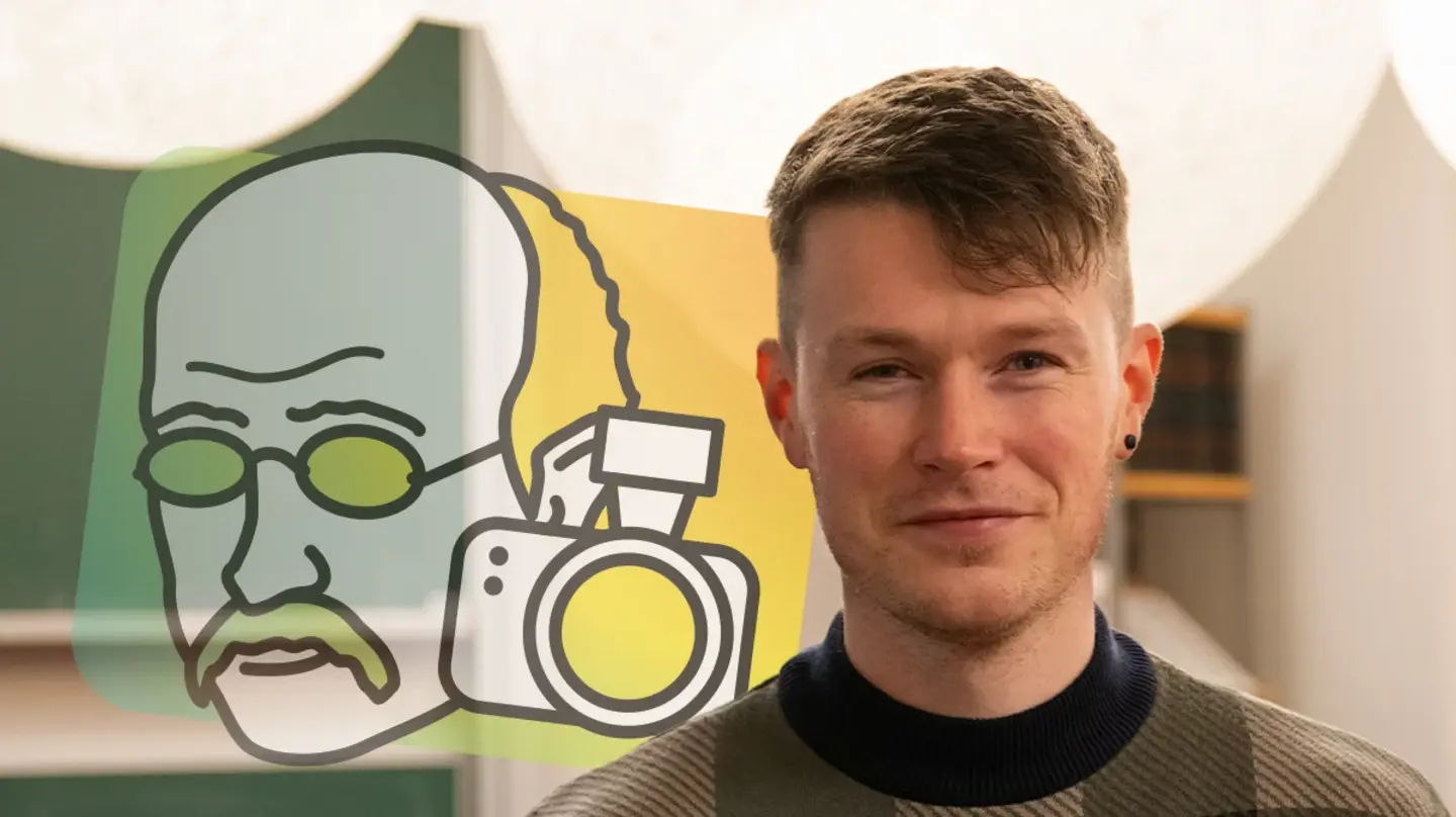 Porträt von Patrick Heslin und dem Math Planck People Logo