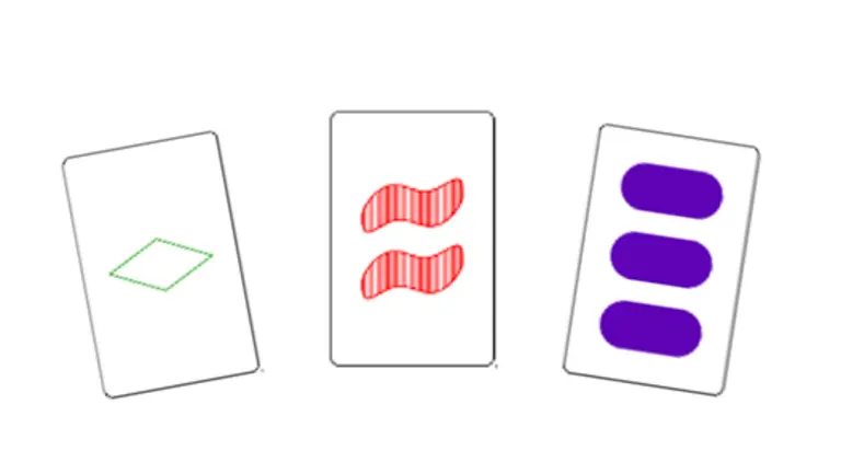 Card game SET: three different cards