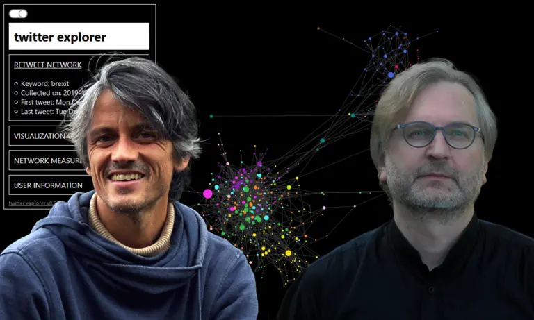 Portraits von Eckehard Olbrich & Sven Banisch vor dem twitter explorer UI