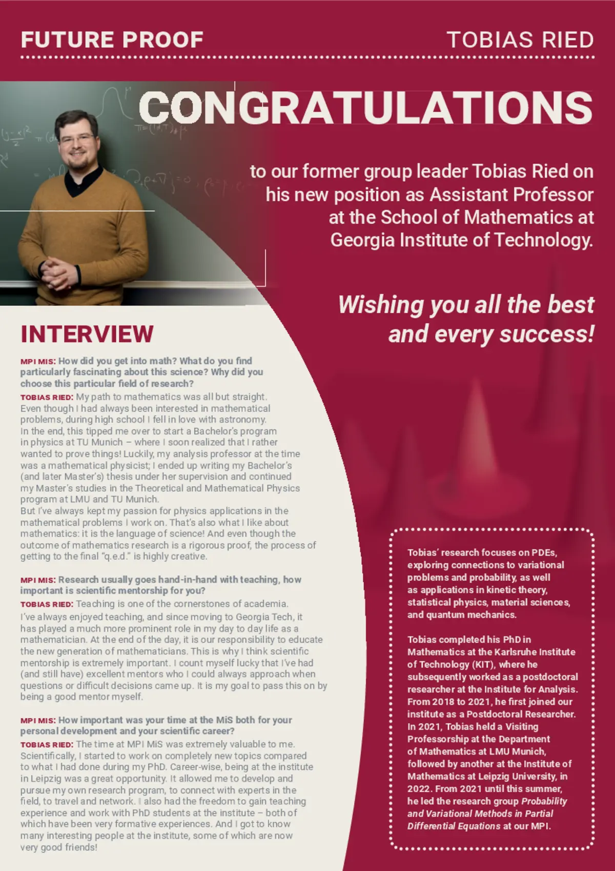 Tobias Ried Interview about mathematics, teaching and his time at MPI MiS