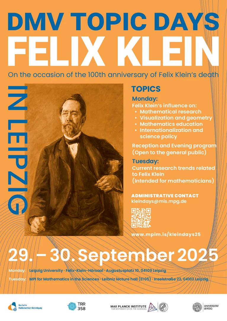 Event poster with program and portrait of Felix Klein