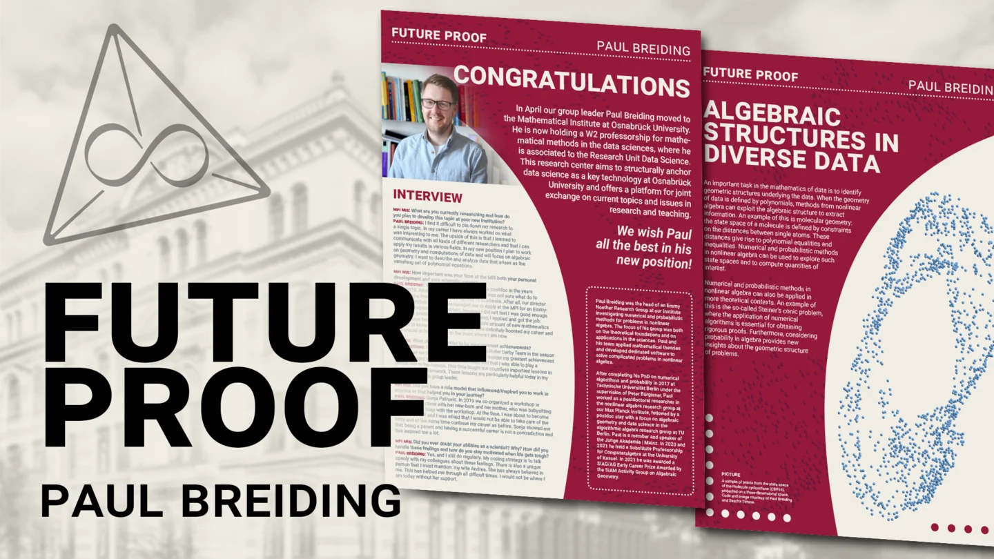 The text "Future proof Paul Breiding" next to the PDF booklet of this article with a greyed out picture of the institute in the background