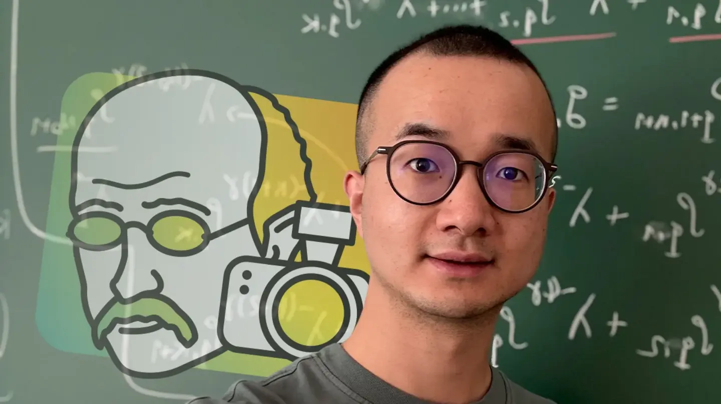 Porträt von Bian Wu und das Math Planck People Logo